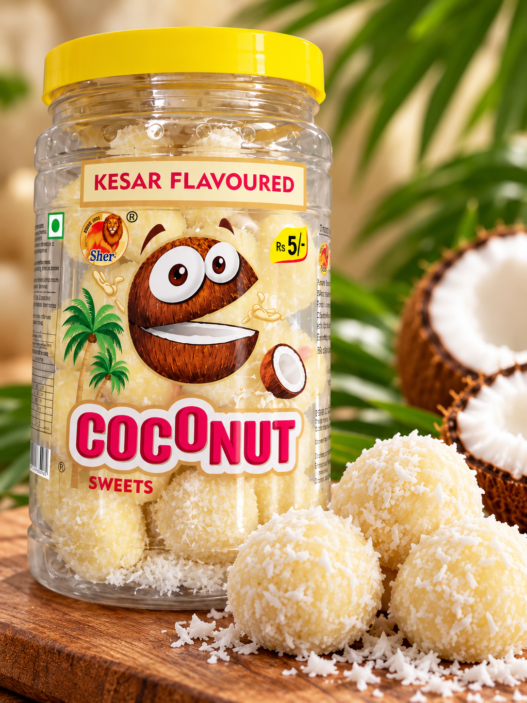 Coconut Kesar Ladoo| Pack of 5| Bachpan Ali Chiji